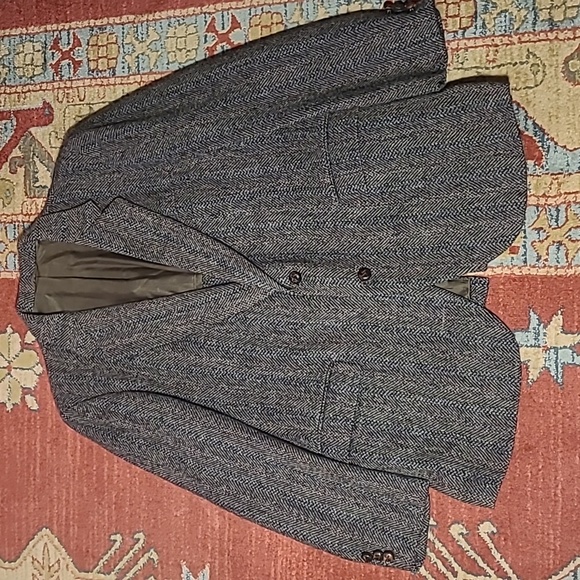 HARRIS TWEED HERRINGBONE SPORT COAT BLAZER - Picture 9 of 10